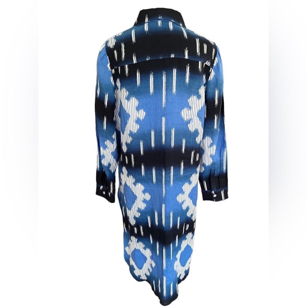 Chico’s Chicos Blue/White Linen Super Ikat Tunic,… - image 6